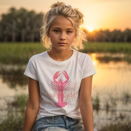 Cajun Girl Pink und Peach Crawfish South Louisiana T-Shirt