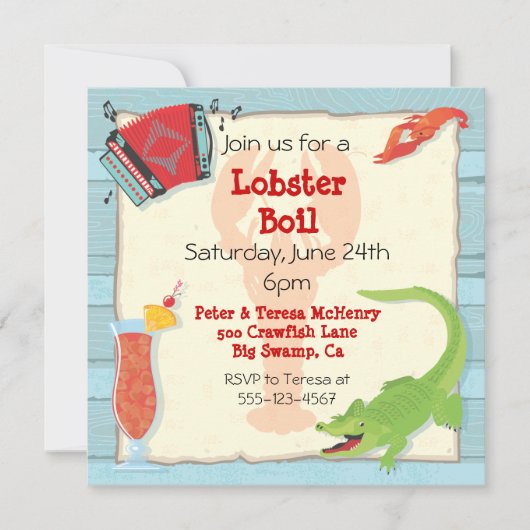 Cajun Lobster Boil Party Einladung (Vorderseite)