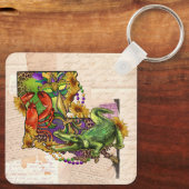 Cajun Louisiana Vintage Karte Crawfish und Alligat Schlüsselanhänger (Rückseite)