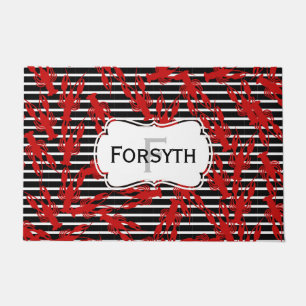Cajun Panzerkrebse u. Stripe Monogramm Fußmatte