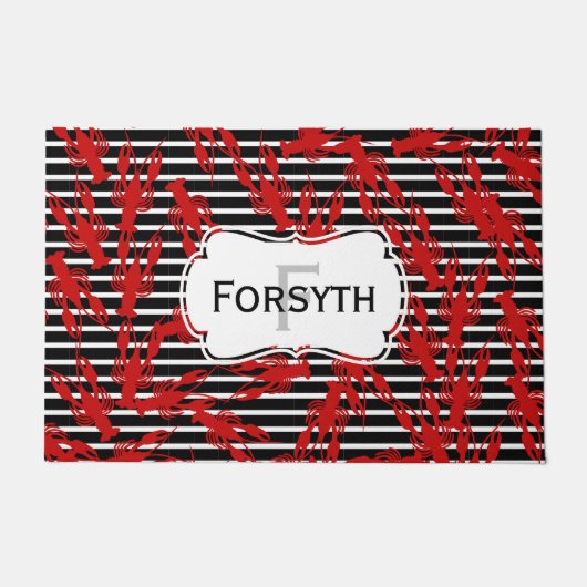 Cajun Panzerkrebse u. Stripe | Monogramm Fußmatte (Vorderseite)