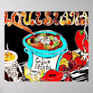 CAJUN PICKNICK-KUNST-PLAKAT POSTER