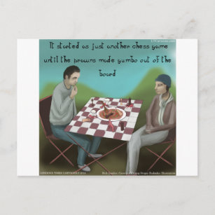 *Cartoon*Postkarte*zum ausschneiden*Damespiel*Schachfiguren*10 x 15cm* 