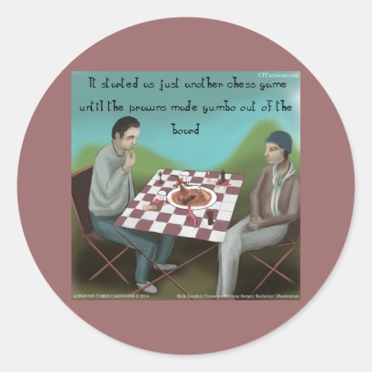 Cajun Schess Funny Cartoon Runder Aufkleber (Vorderseite)