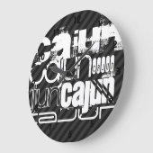 Cajun; schwarz und dunkelgraue Streifen Große Wanduhr (Winkel)