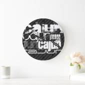 Cajun; schwarz und dunkelgraue Streifen Große Wanduhr (Zuhause)