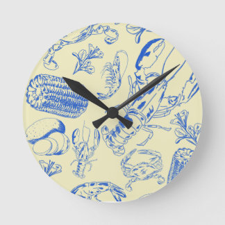 Cajun Seafood Boil - Southern Coastal Food Clock Runde Wanduhr