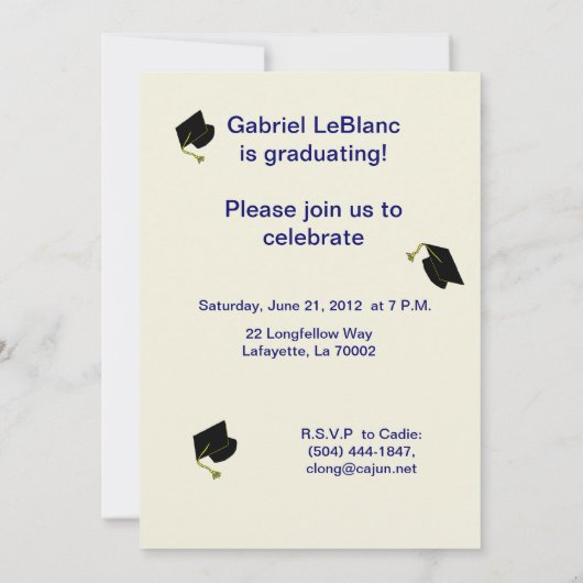 Cajun Themed Abschluss Einladung (Rückseite)