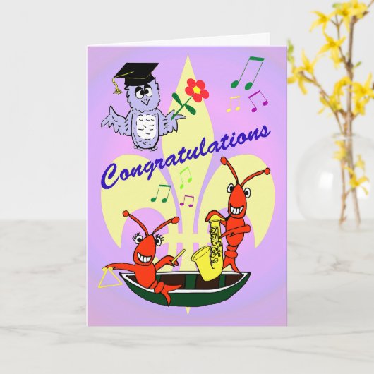 Cajun Themed Crawfish Abschluss Karte (Gelbe Blume)