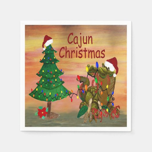 Cajun-Weihnachtsfeier Serviette (Vorderseite)
