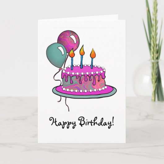 Cake-013 Magenta & Türkis Karte (Vorderseite)