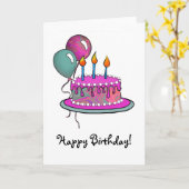 Cake-013 Magenta & Türkis Karte (Gelbe Blume)