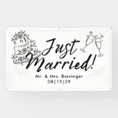 Cake and Chee Just Married Car Banner (Horizontal)