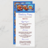 Cake Art Blue Birthday Party Menü Menükarte (Vorne/Hinten)