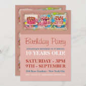 Cake Art Peach Birthday Party Einladung (Vorne/Hinten)