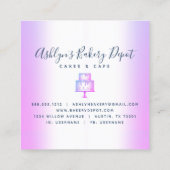 Cake Bäckerei Lila Glitzer Tropfen Konditorei Koch Quadratische Visitenkarte (Rückseite)