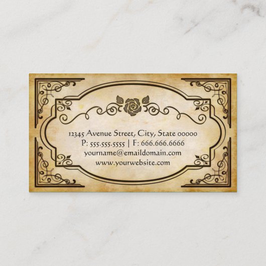 Cake Baker - Elegante Vintage Antique Visitenkarte (Rückseite)