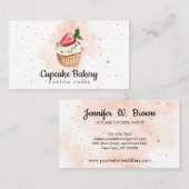 Cake Baker Konditorei Wasserfarbe Erdbeere Cupcake Visitenkarte (Vorne/Hinten)
