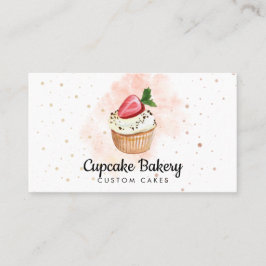 Cake Baker Konditorei Wasserfarbe Erdbeere Cupcake Visitenkarte