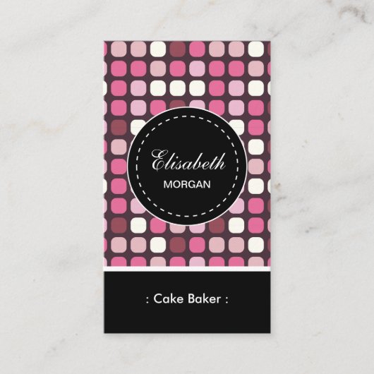 Cake-Baker-Pink-Polka-Muster Visitenkarte (Vorderseite)