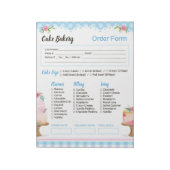 Cake Bakery Blue Order Form Editor Notizblock (Rotiert)