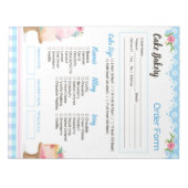 Cake Bakery Blue Order Form Editor Notizblock (Vorderseite)