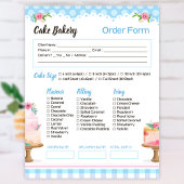 Cake Bakery Blue Order Form Editor Notizblock