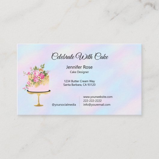 Cake Bakery Business Cards | Pastell Abstrakt Visitenkarte (Vorderseite)