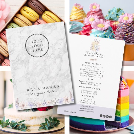Cake Bakery Café Restaurant Marble Speisekarte Pre Menükarte