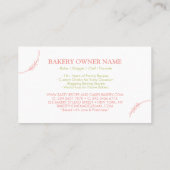 Cake Bakery Catering Logo Rosa Blütengrün Visitenkarte (Rückseite)