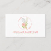 Cake Bakery Catering Logo Rosa Blütengrün Visitenkarte (Vorderseite)