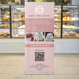 Cake Bakery Custom Logo Foto QR Pink Ausziehbarer Banner