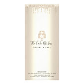 Cake Bakery Gold Glitter Pastry Chef Dessert Menu Werbekarte (Hinten)