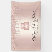 Cake Bakery Koch Rose Gold Glitzer Tropfen Skript Banner (Vertikal)