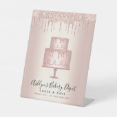 Cake Bakery Koch Rose Gold Glitzer Tropfen Skript Sockelschild (Vorderseite)