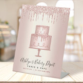 Cake Bakery Koch Rose Gold Glitzer Tropfen Skript Sockelschild
