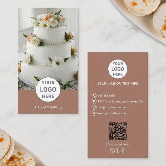 Cake Bakery Logo Foto Brown Visitenkarte