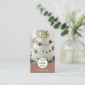 Cake Bakery Logo Foto Brown Visitenkarte (Stehend Vorderseite)