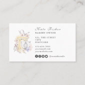 Cake Baking Koch Floral Watercolor Business Card Visitenkarte (Rückseite)