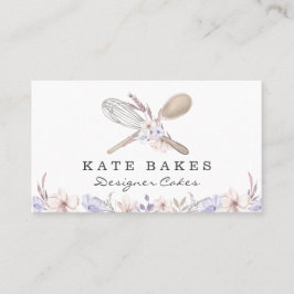 Cake Baking Koch Floral Watercolor Business Card Visitenkarte