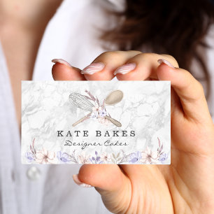 Cake Baking Marbour Floral Watercolor Visitenkarte