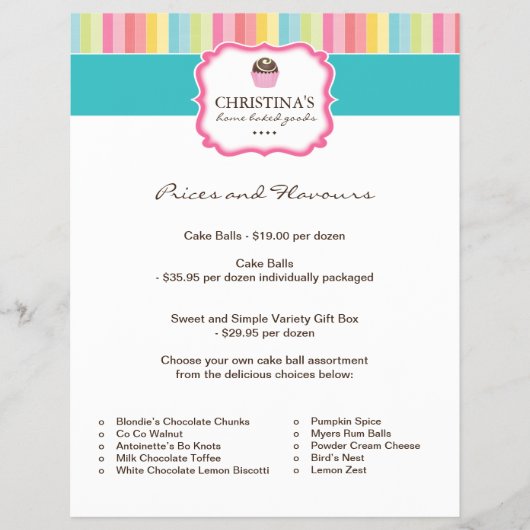 Cake Ball Price List Flyer (Vorne)