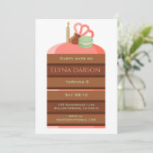 Cake Birthday girl Einladung (Stehend Vorderseite)