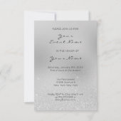 Cake Blume Rose Gold Kristalle Silbergrauer Glitze Einladung (Rückseite)