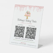 Cake Blush Pink 2 QR Code Bezahlung Hier Bäckerei Sockelschild (Vorderseite)