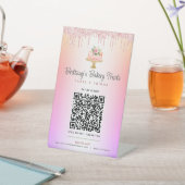 Cake Blush Pink QR Code Bezahlung Hier Glitzer Omb Sockelschild (In SItu)