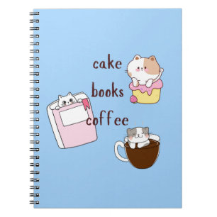 Cake Books Coffee Notebook Notizblock