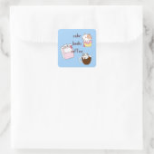 Cake Books Coffee Quadratischer Aufkleber (Tasche)