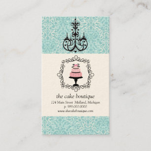 Cake Boutique Extravagant Aquamarin Damask Visiten Visitenkarte