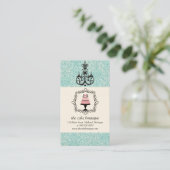 Cake Boutique Extravagant Aquamarin Damask Visiten Visitenkarte (Stehend Vorderseite)